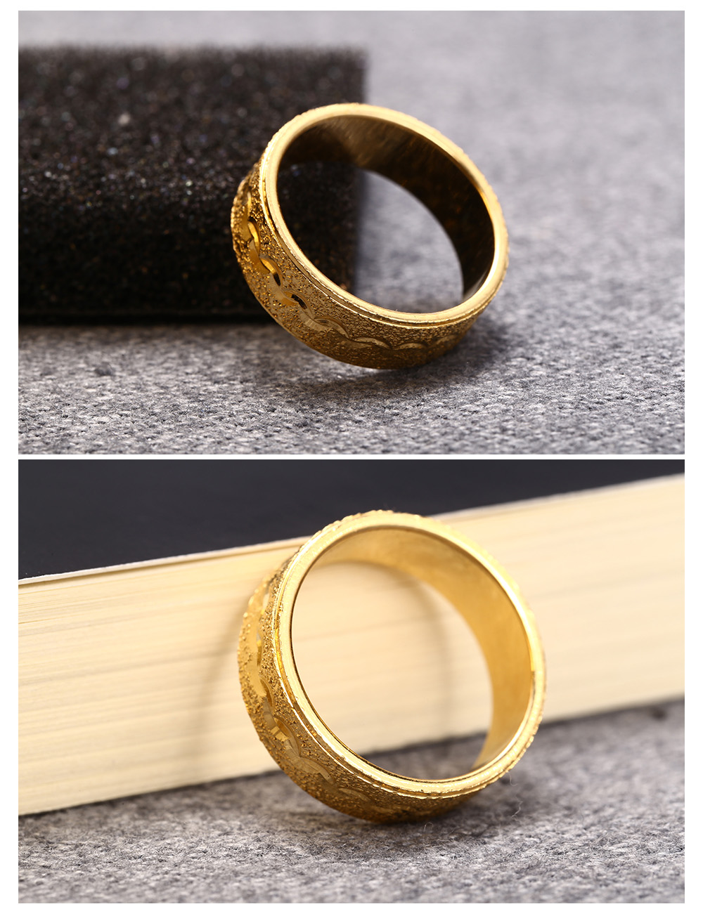 Stylish Jewelry 18K Electroplate Gold Color Simple Design Geometric Pattern Ring for Men