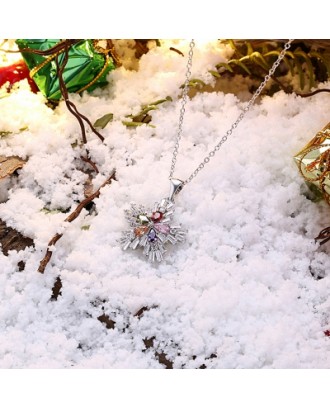 Christmas Colorful Zircon Necklace Fashion Women Trend Snow Necklace