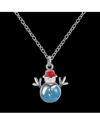 Another Silver Christmas Theme - Blue Snowman Necklace