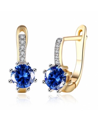 Zircon Earring Clip Blue Round Diamond Romantic Style Earring Clip