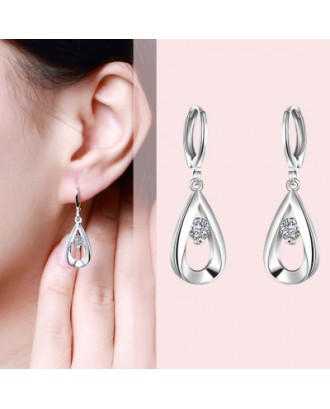 LKNSPCE614 Simple Water Zircon Silver Earrings