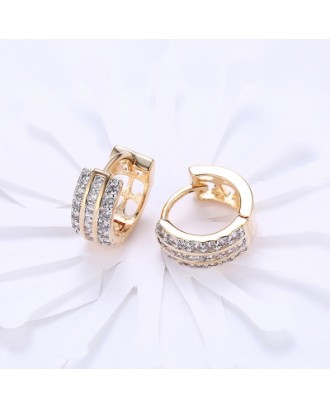 Three Rows of Diamond Set Romantic Wind Earrings with K Gold Zircon Earring Clip